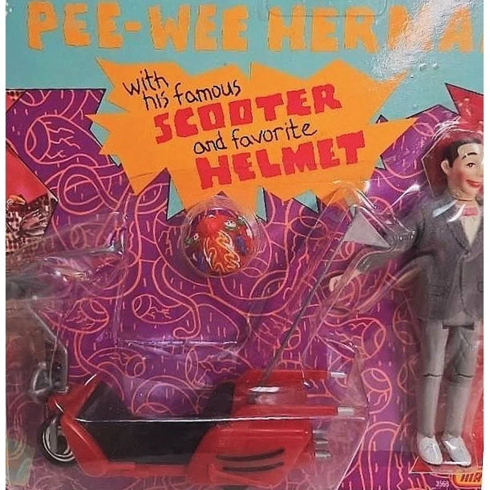 1988 Matchbox Playhouse Pee-Wee Herman, Scooter & Helmet Figure Set Sealed READ - Picture 3 of 16